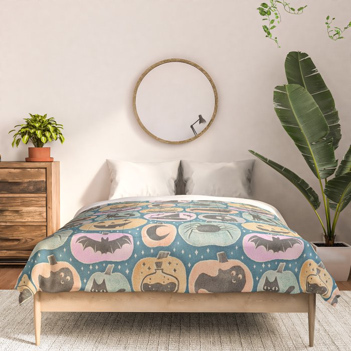Halloween Pumpkins - dusky pastel  Comforter Gallery Image 3