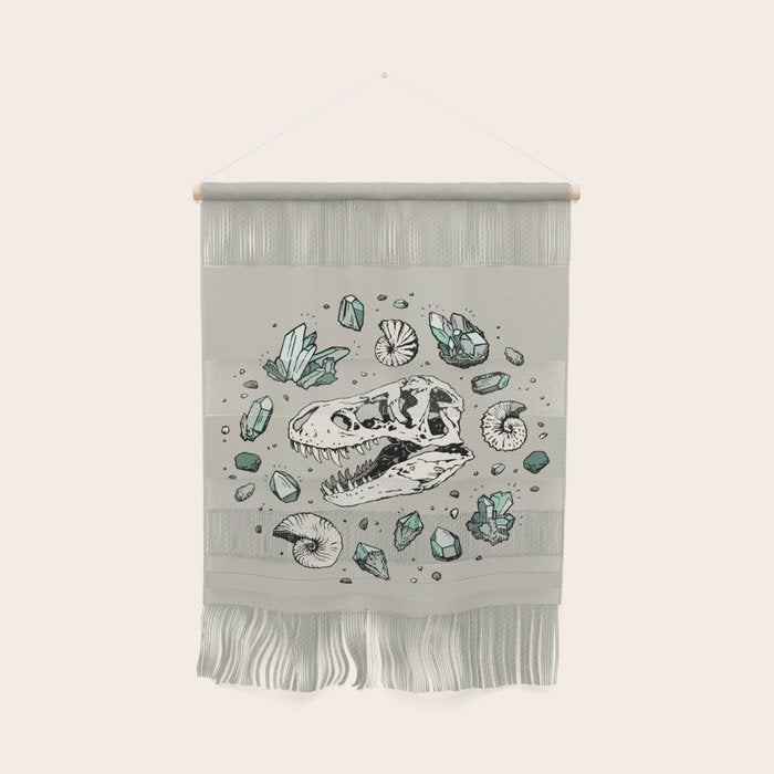 Geo-rex Vortex | Aquamarine | Dinosaur Skull Fossil Art Wall Hanging Gallery Image 1