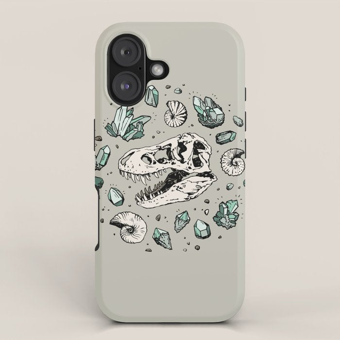 Geo-rex Vortex | Aquamarine | Dinosaur Skull Fossil Art iPhone Case Gallery Image 1