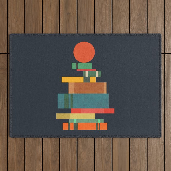 Book stack with a ball Outdoor Rug Gallery Image 1