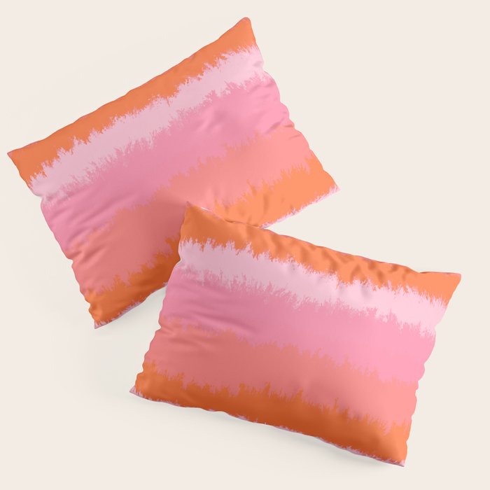 Pink And Orange, Blended Abstract Stripes, Sunset Vibes Pillow Sham Gallery Image 3