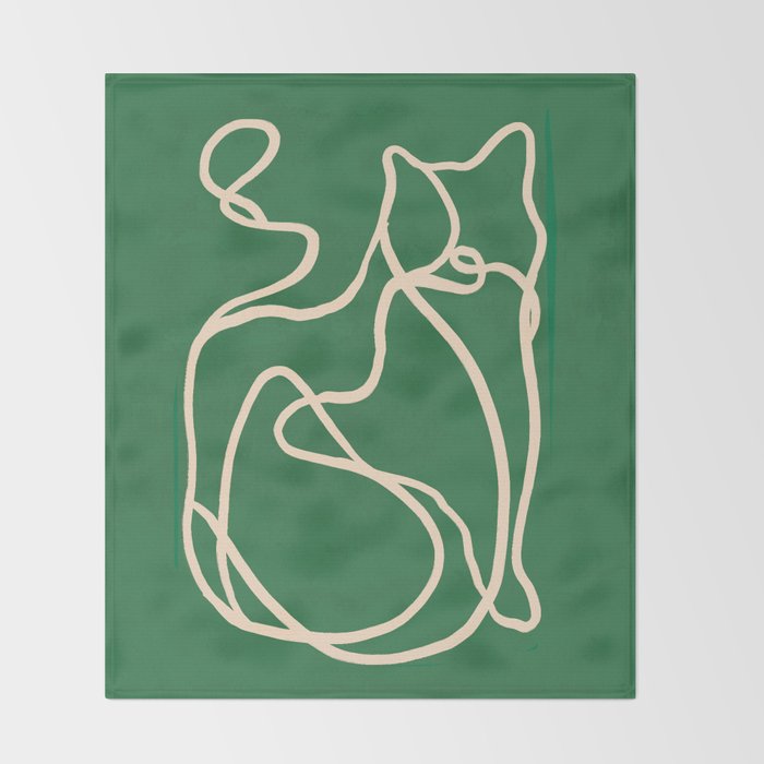 Abstract Line Art Cat 10 Throw Blanket Gallery Image 2