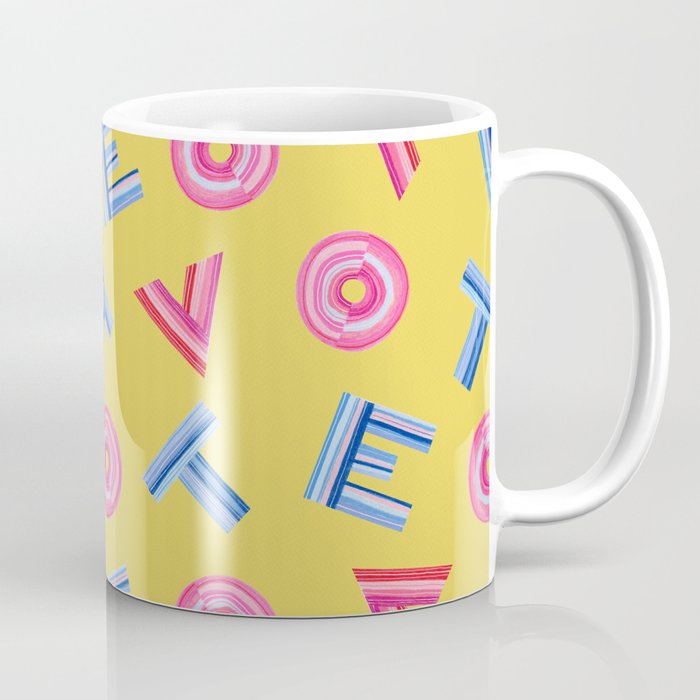 Cast Your Vote | Hand-Lettered Pattern in Yellow Coffee Mug Gallery Image 1