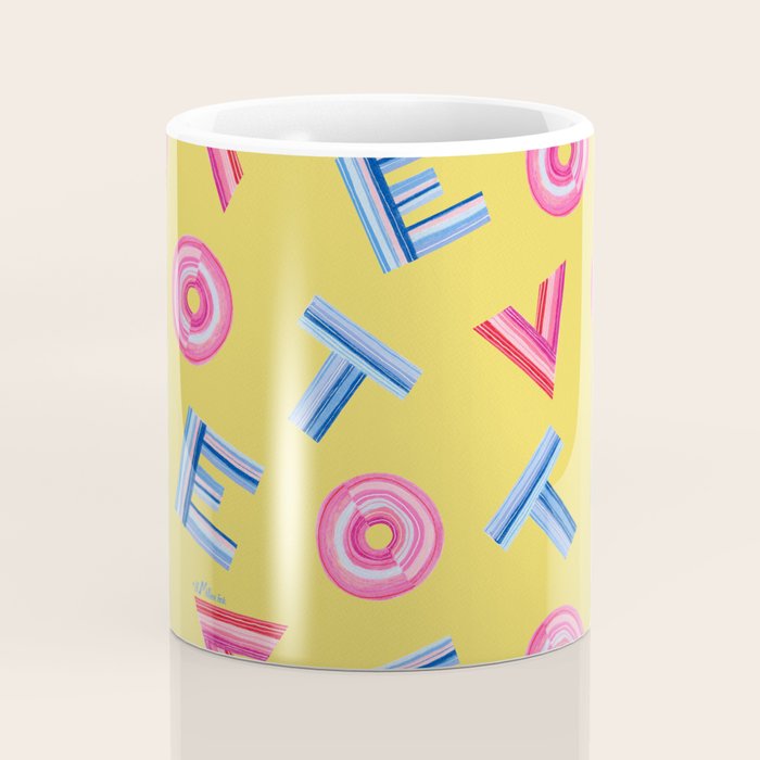 Cast Your Vote | Hand-Lettered Pattern in Yellow Coffee Mug Gallery Image 4