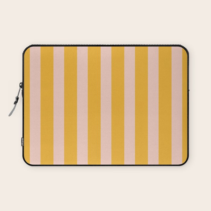 Vertical Stripes Pattern in Mustard Yellow Orange and Light Blush Pink Laptop Sleeve Gallery Image 1
