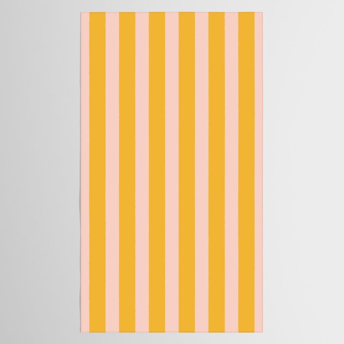 Vertical Stripes Pattern in Mustard Yellow Orange and Light Blush Pink Tablecloth Gallery Image 2