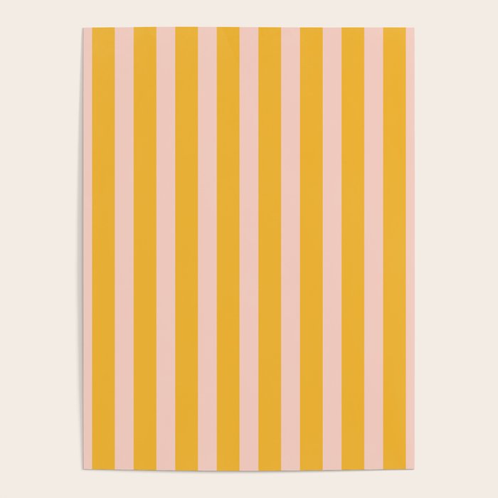 Vertical Stripes Pattern in Mustard Yellow Orange and Light Blush Pink Poster Gallery Image 4