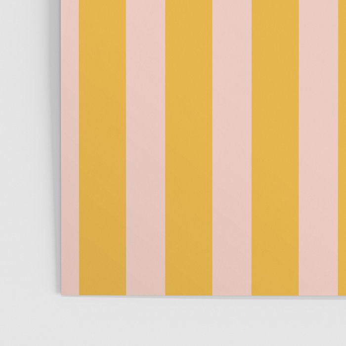 Vertical Stripes Pattern in Mustard Yellow Orange and Light Blush Pink Poster Gallery Image 3