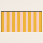 Vertical Stripes Pattern in Mustard Yellow Orange and Light Blush Pink Desk Mat Gallery Image 3