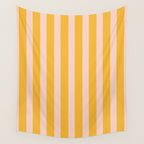 Vertical Stripes Pattern in Mustard Yellow Orange and Light Blush Pink Wall Tapestry Gallery Image 4