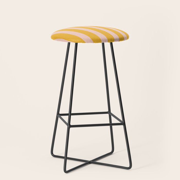 Vertical Stripes Pattern in Mustard Yellow Orange and Light Blush Pink Stool Gallery Image 1
