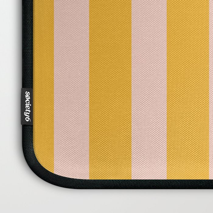 Vertical Stripes Pattern in Mustard Yellow Orange and Light Blush Pink Laptop Sleeve Gallery Image 3