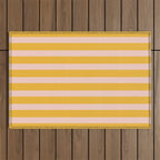 Vertical Stripes Pattern in Mustard Yellow Orange and Light Blush Pink Outdoor Rug Gallery Image 1