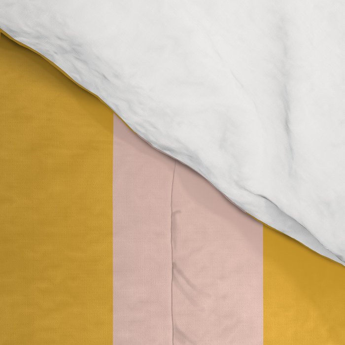 Vertical Stripes Pattern in Mustard Yellow Orange and Light Blush Pink Comforter Gallery Image 4