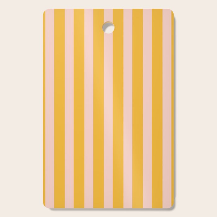 Vertical Stripes Pattern in Mustard Yellow Orange and Light Blush Pink Cutting Board Gallery Image 1