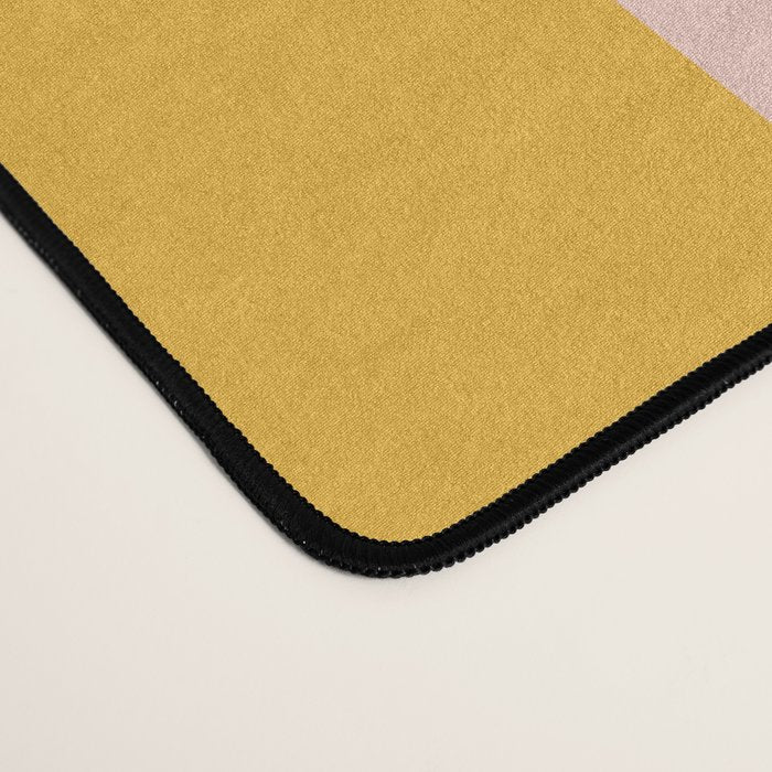 Vertical Stripes Pattern in Mustard Yellow Orange and Light Blush Pink Desk Mat Gallery Image 4