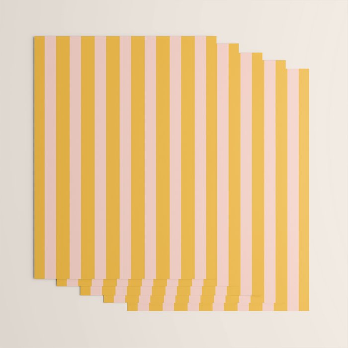Vertical Stripes Pattern in Mustard Yellow Orange and Light Blush Pink Wrapping Paper Gallery Image 3