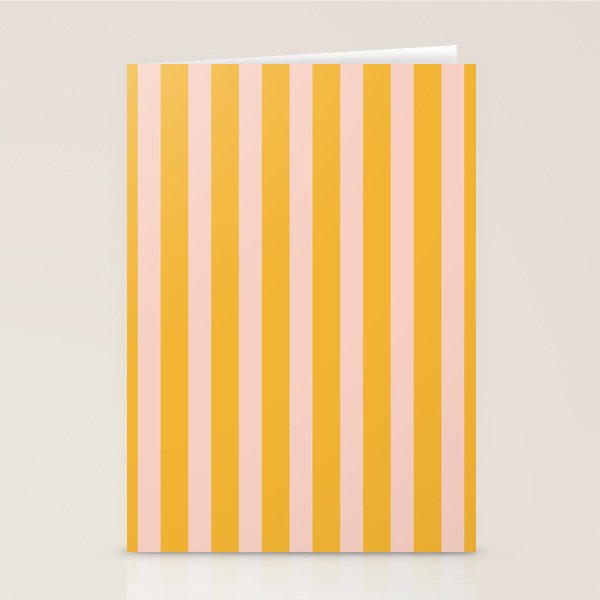 Vertical Stripes Pattern in Mustard Yellow Orange and Light Blush Pink Stationery Card Gallery Image 2