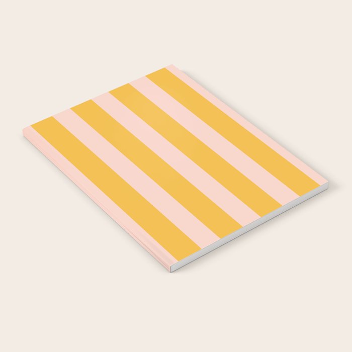 Vertical Stripes Pattern in Mustard Yellow Orange and Light Blush Pink Notebook Gallery Image 2