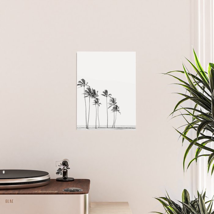 Hawaii Palm Trees - Black and White Photography Poster Gallery Image 2