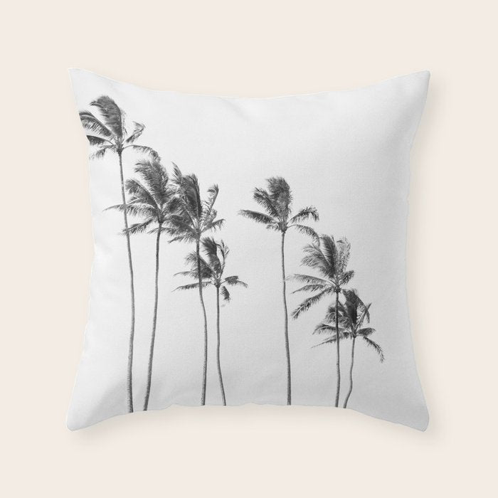 Hawaii Palm Trees - Black and White Photography Throw Pillow Gallery Image 6