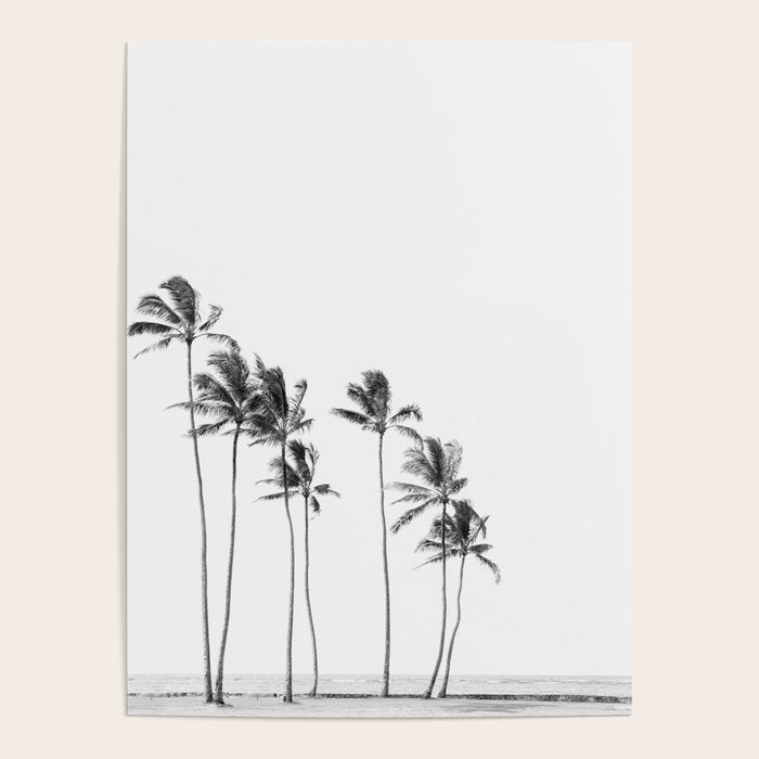 Hawaii Palm Trees - Black and White Photography Poster Gallery Image 1