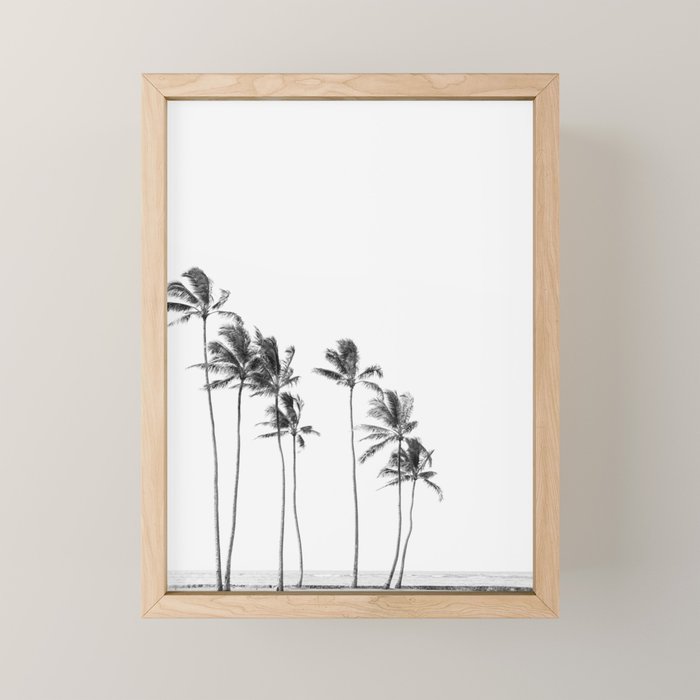 Hawaii Palm Trees - Black and White Photography Mini Art Print Gallery Image 1