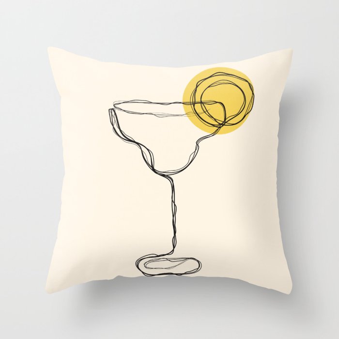 Minimalist Margarita Cocktail Drink Throw Pillow Gallery Image 6