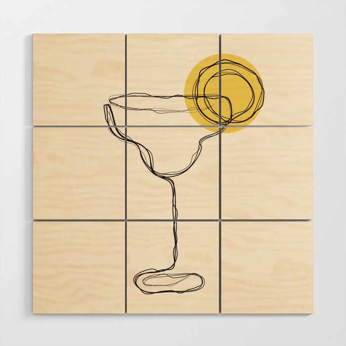 Minimalist Margarita Cocktail Drink Wood Wall Art Gallery Image 1