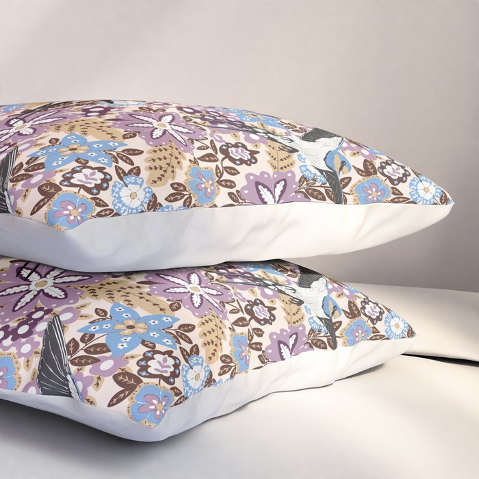 Vintage Floral Swallow Pillow Sham Gallery Image 3