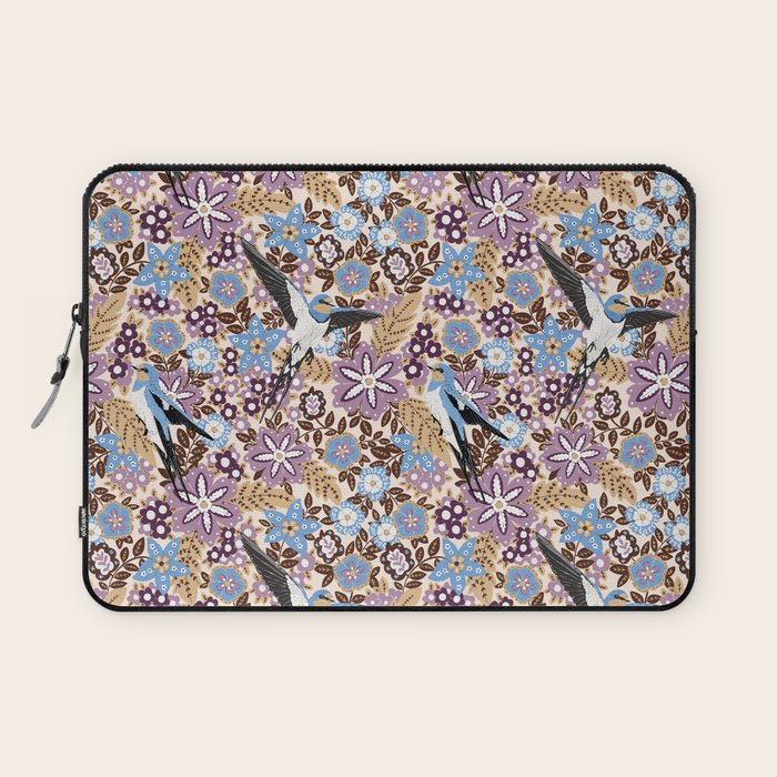 Vintage Floral Swallow Laptop Sleeve Gallery Image 1