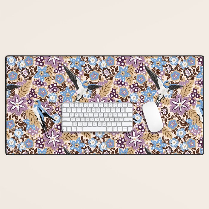 Vintage Floral Swallow Desk Mat Gallery Image 1
