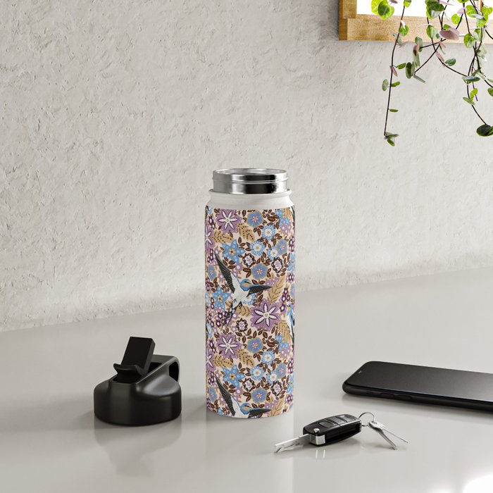 Vintage Floral Swallow Water Bottle Gallery Image 4