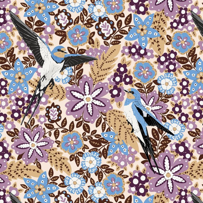 Vintage Floral Swallow Coffee Mug Gallery Image 2