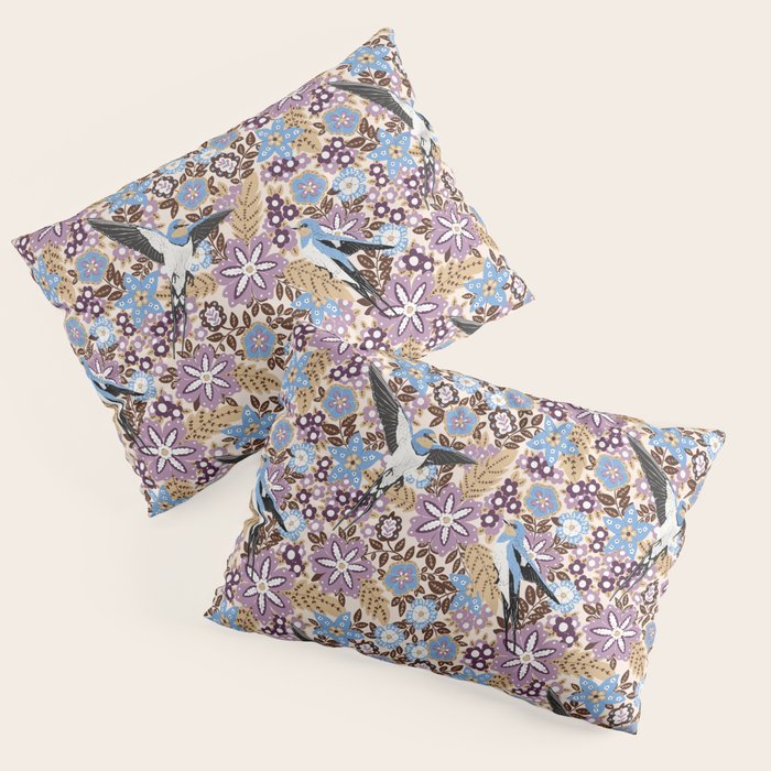 Vintage Floral Swallow Pillow Sham Gallery Image 3