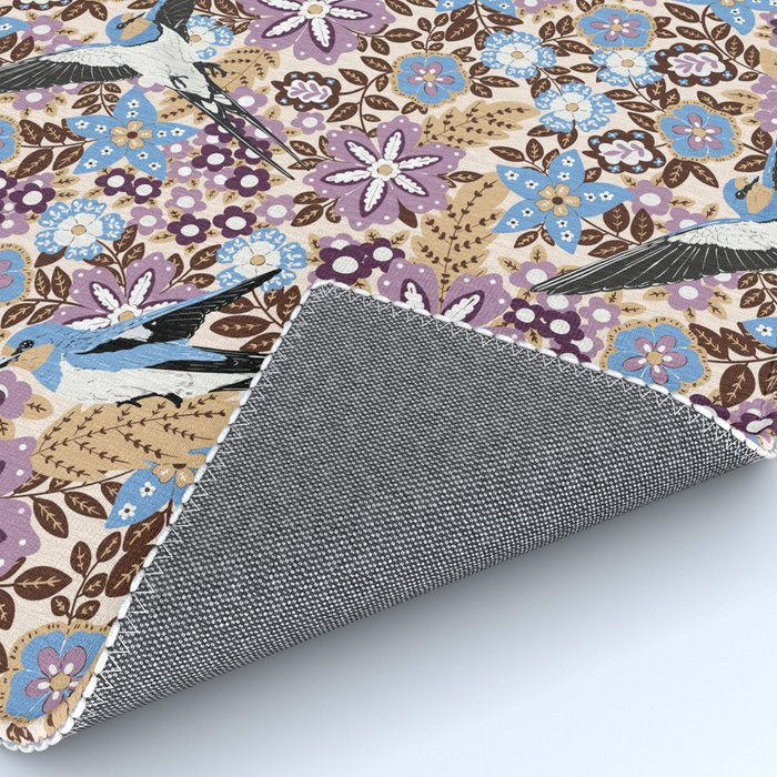Vintage Floral Swallow Rug Gallery Image 4