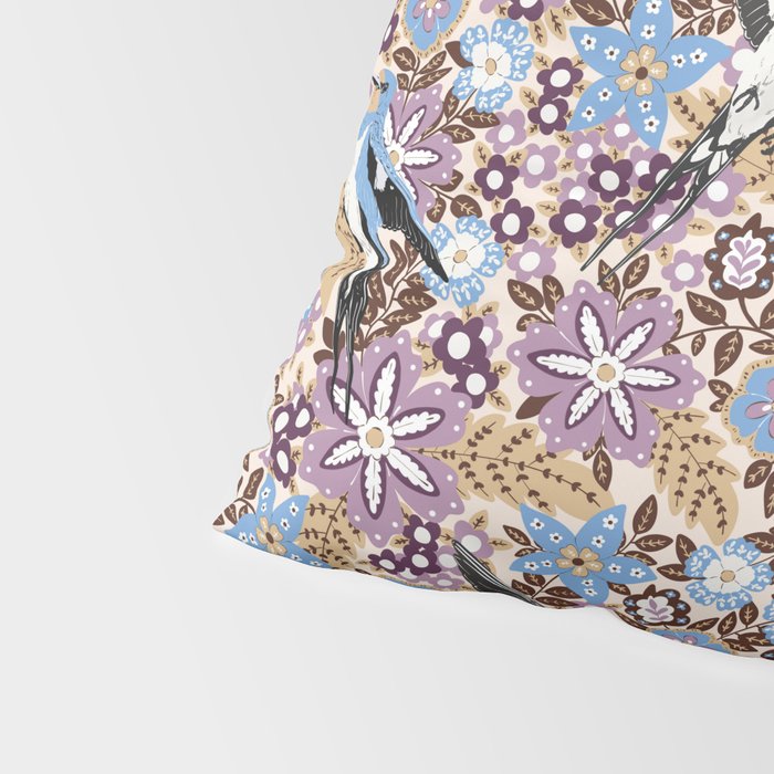 Vintage Floral Swallow Pillow Sham Gallery Image 4