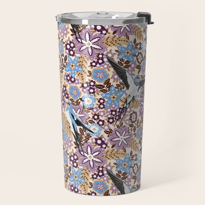 Vintage Floral Swallow Travel Mug Gallery Image 2