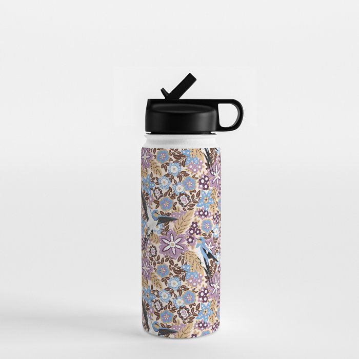 Vintage Floral Swallow Water Bottle Gallery Image 1