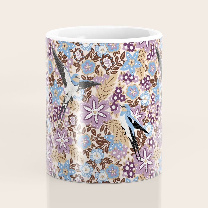 Vintage Floral Swallow Coffee Mug Gallery Image 4
