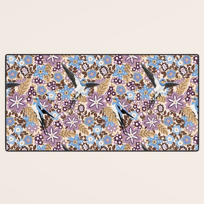 Vintage Floral Swallow Desk Mat Gallery Image 3