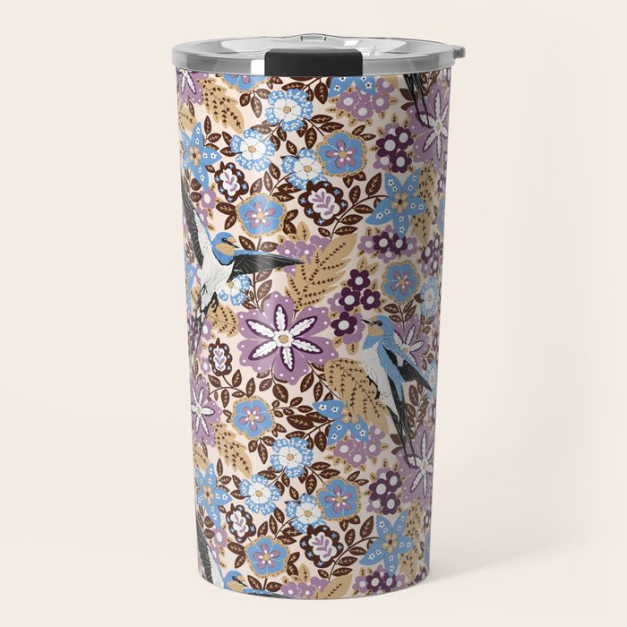 Vintage Floral Swallow Travel Mug Gallery Image 1