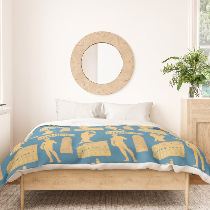 Roman Architecture Ancient Monuments and Italian Statues Duvet Cover Gallery Image 3