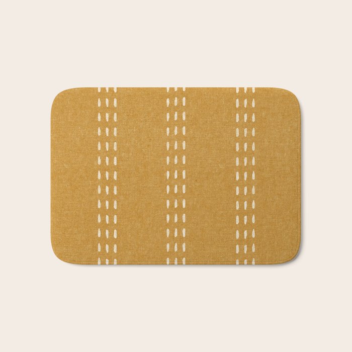 boho vertical stitch - mustard Bath Mat Gallery Image 1