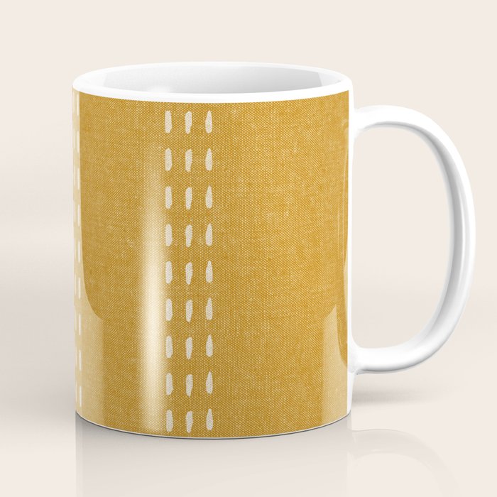 boho vertical stitch - mustard Coffee Mug Gallery Image 1