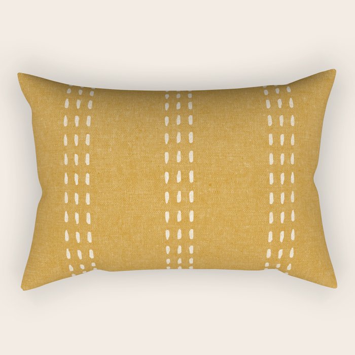 boho vertical stitch - mustard Rectangular Pillow Gallery Image 2
