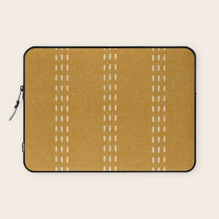 boho vertical stitch - mustard Laptop Sleeve Gallery Image 1