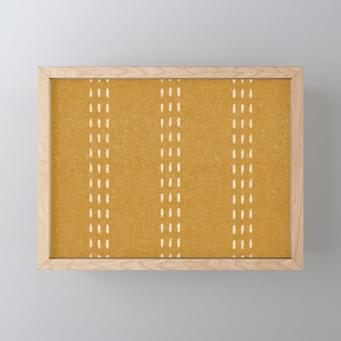 boho vertical stitch - mustard Mini Art Print Gallery Image 1