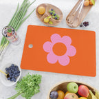 La Fleur | 01 - Retro Floral Print Orange And Pink Aesthetic Preppy Modern Abstract Flower Cutting Board Gallery Image 2