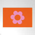 La Fleur | 01 - Retro Floral Print Orange And Pink Aesthetic Preppy Modern Abstract Flower Welcome Mat Gallery Image 1